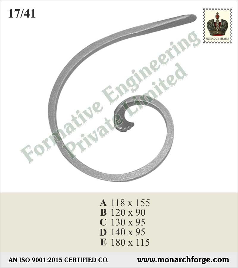 End Scrolls Wrought Iron Scrolls forged Scrolls Steel Wire Scrolls manufacturers exporters in India Ludhiana Punjab Wrought Iron Hardware Parts